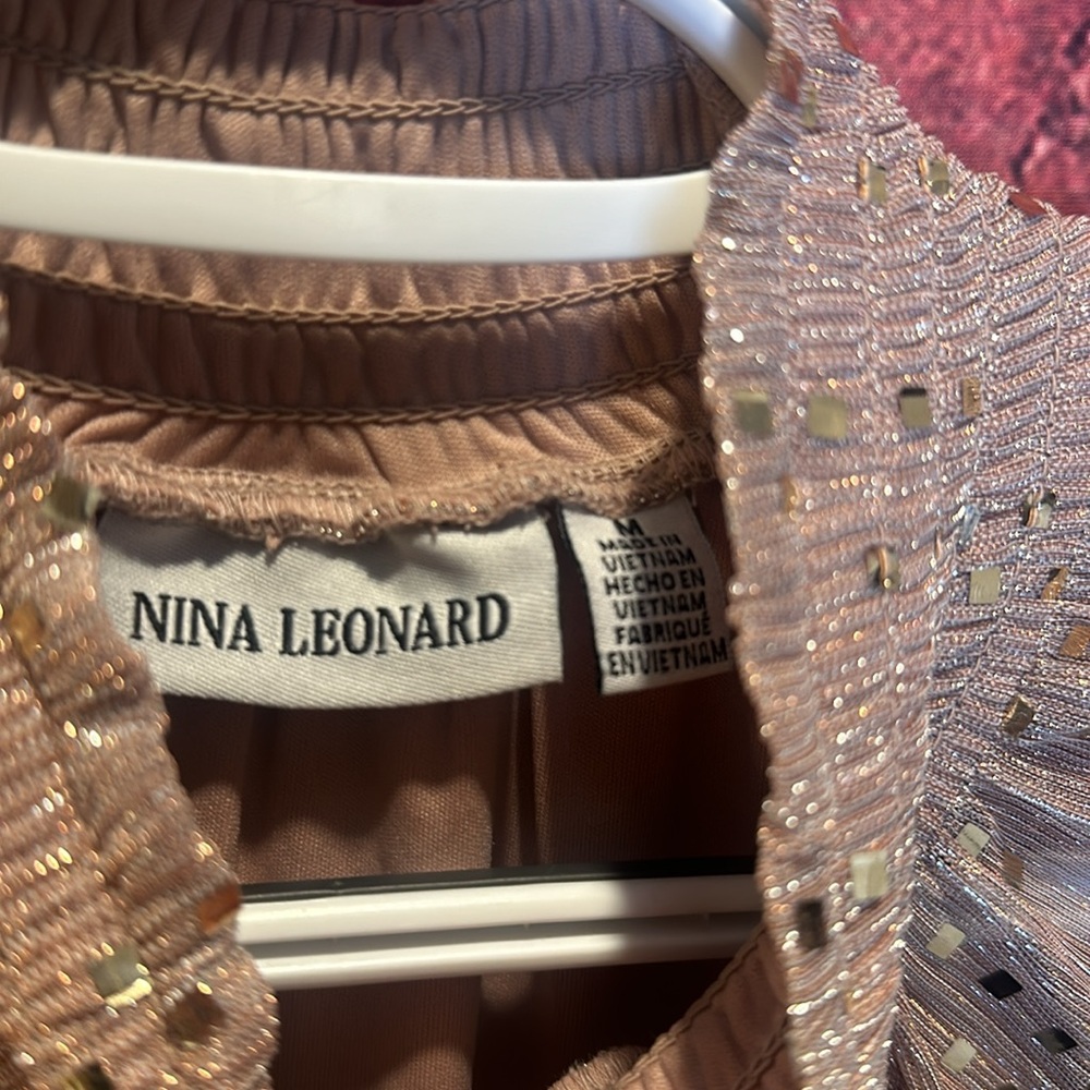 Women's Nina Leonard Float Foil Print Dress size medium new with tags - Picture 8 of 14